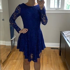 Royal blue long sleeve lace dress